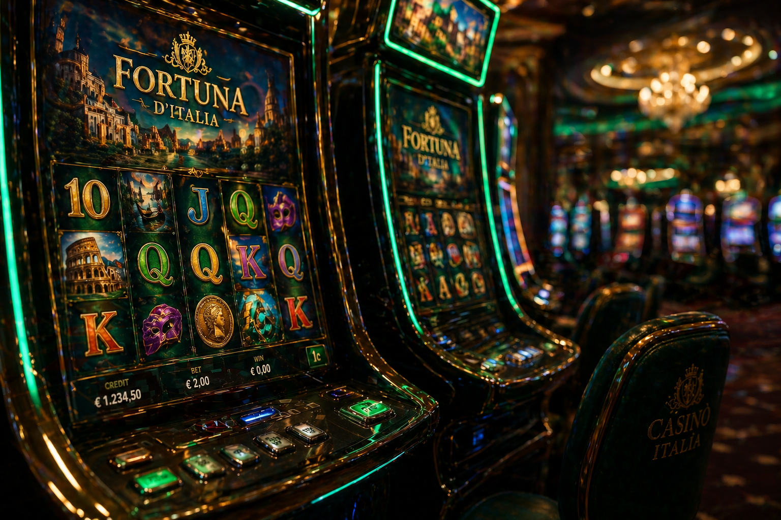 Slot machine italiane in un casino elegante – Fortuna d'Italia con simboli classici